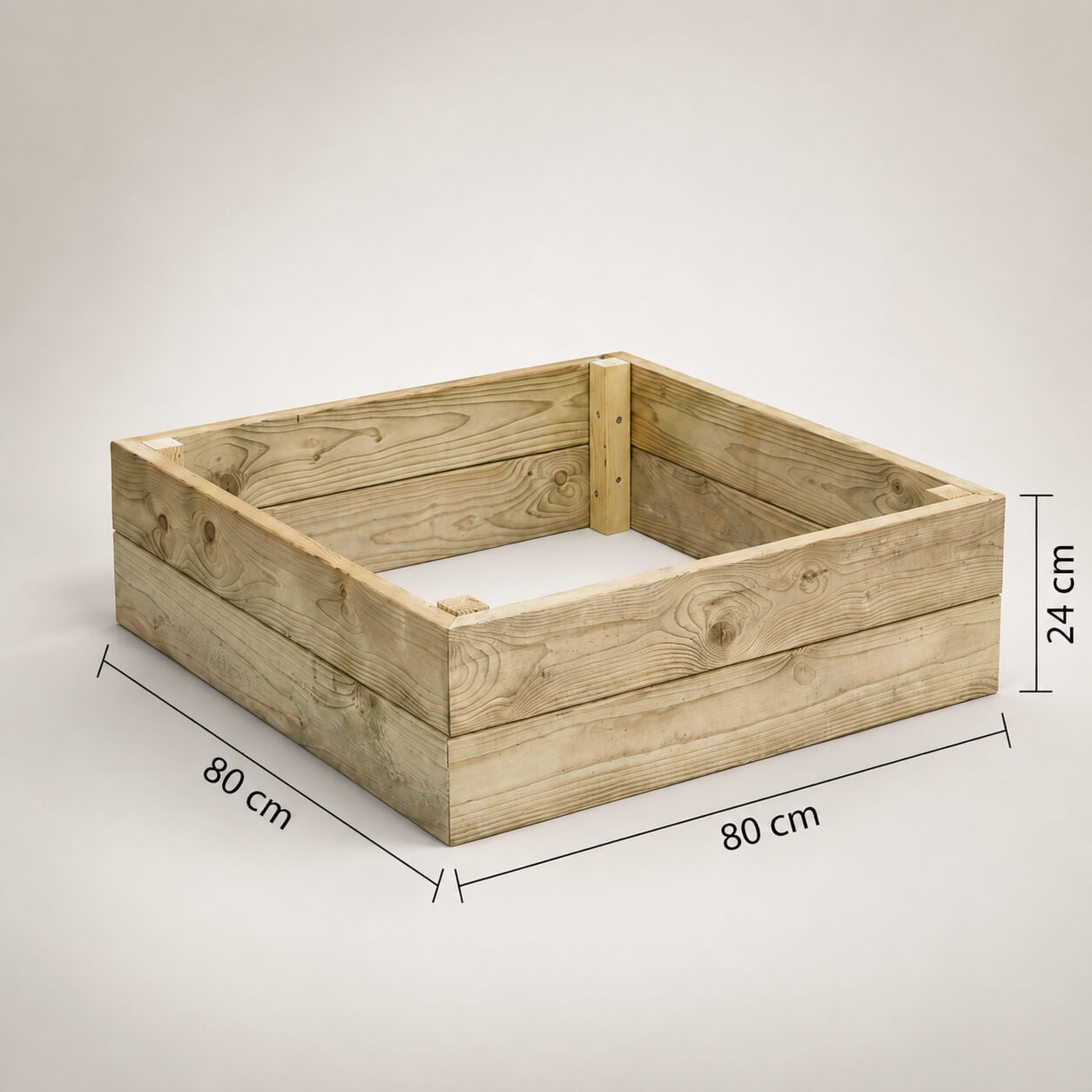 Hochbeet aus Holz 24 x 80 × 80 cm