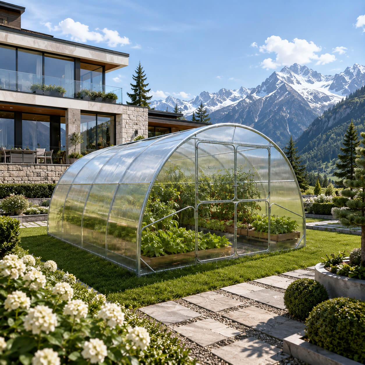 Gewächshaus aus Polycarbonat mit Stahlrahmen | 3 m Breite