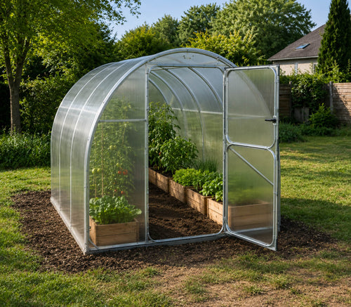 Gewächshaus aus Polycarbonat mit Stahlrahmen | 2 m Breite