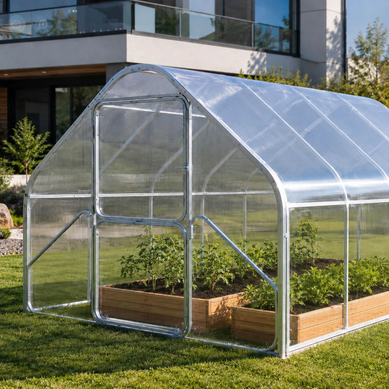 Gewächshaus aus Polycarbonat mit Stahlrahmen | 2,75 m Breite