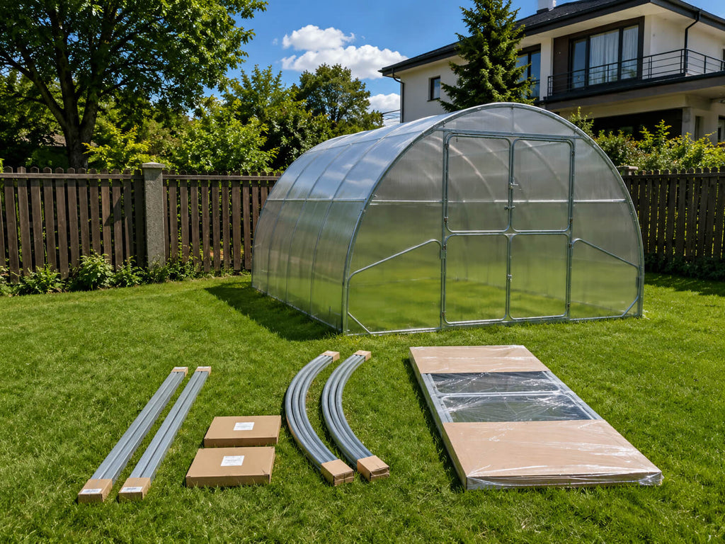 Gewächshaus aus Polycarbonat mit Stahlrahmen | 4 m Breite