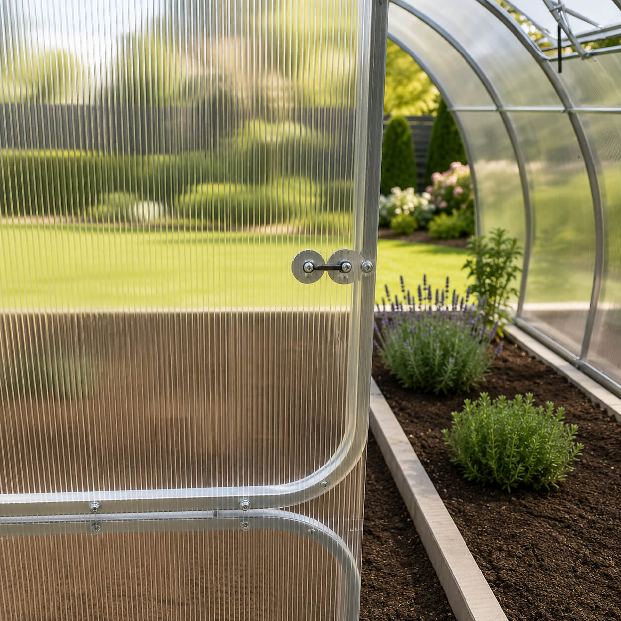 Gewächshaus aus Polycarbonat mit Stahlrahmen | 4 m Breite