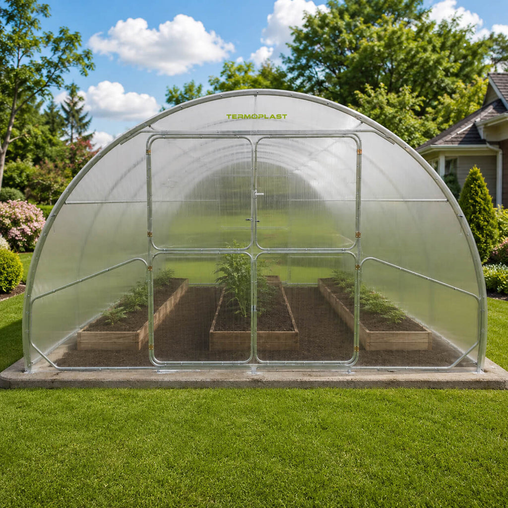 Gewächshaus aus Polycarbonat mit Stahlrahmen | 4 m Breite