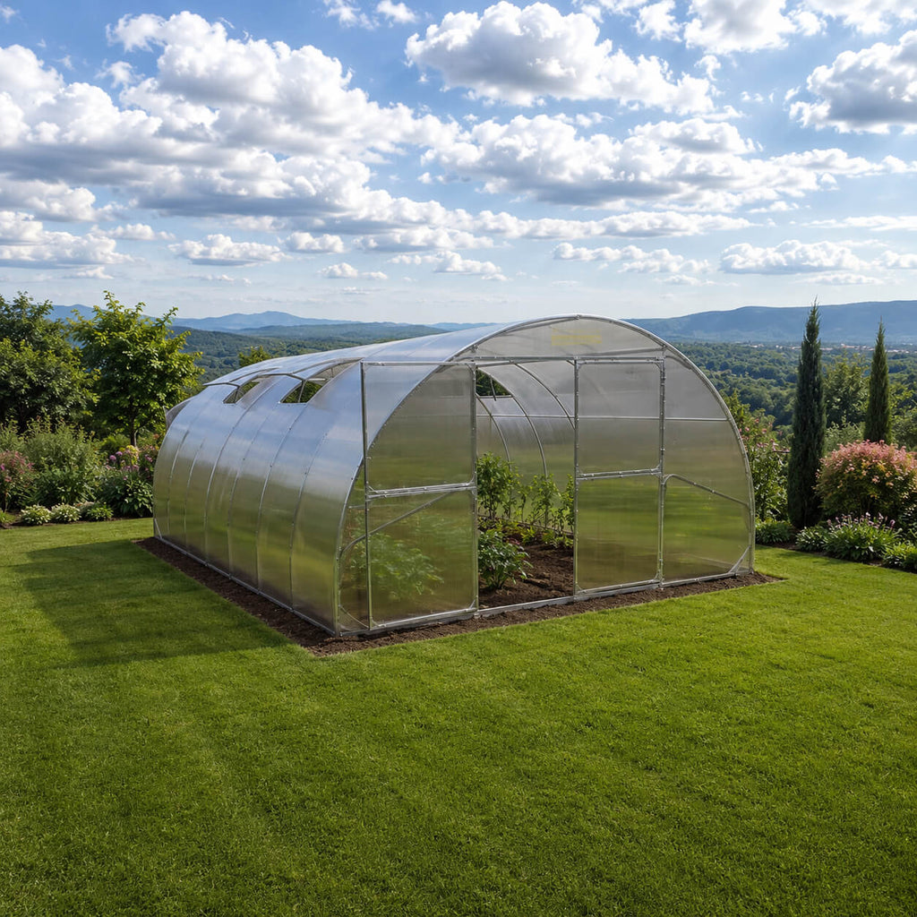 Gewächshaus aus Polycarbonat mit Stahlrahmen | 4 m Breite