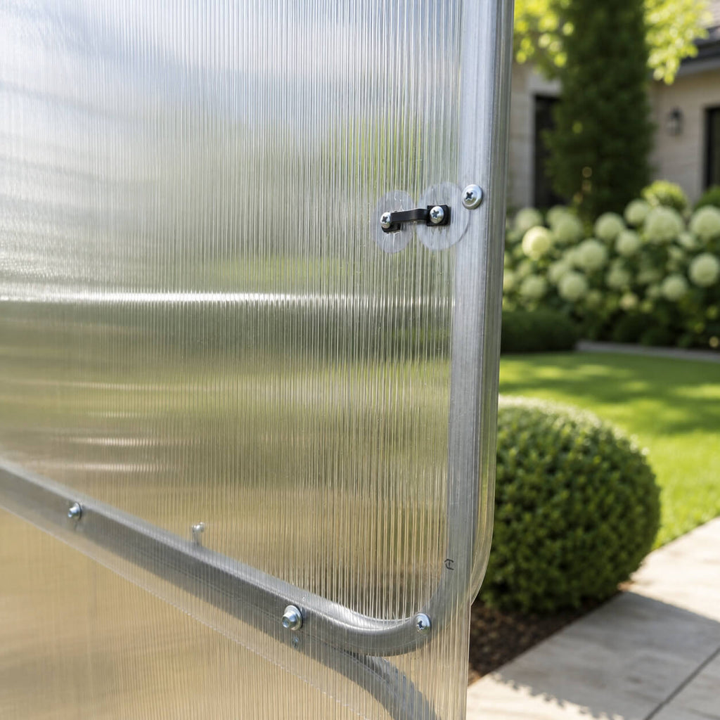 Gewächshaus aus Polycarbonat mit Stahlrahmen | 4 m Breite