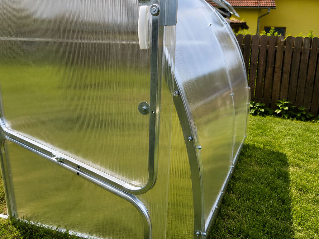 Gewächshaus aus Polycarbonat mit Stahlrahmen | 4 m Breite