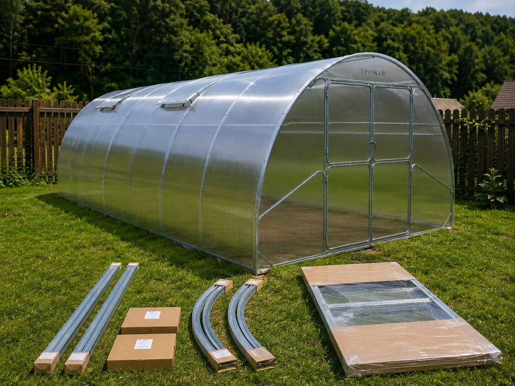 Gewächshaus aus Polycarbonat mit Stahlrahmen | 4 m Breite