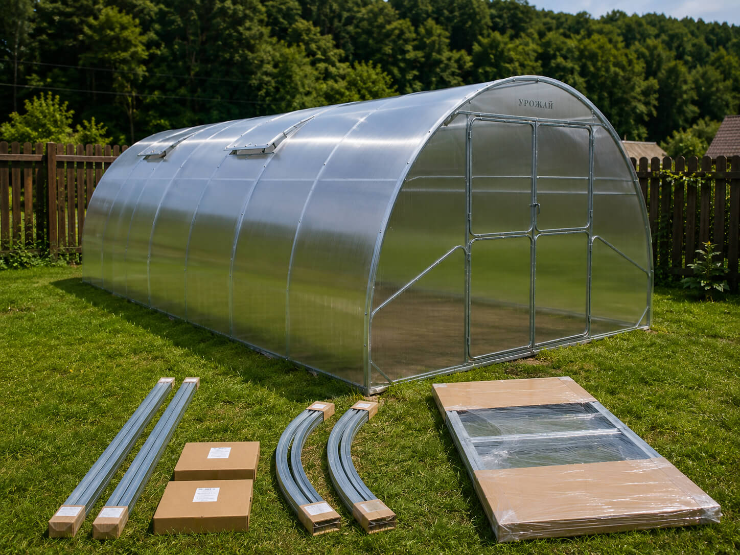 Gewächshaus aus Polycarbonat mit Stahlrahmen | 4 m Breite